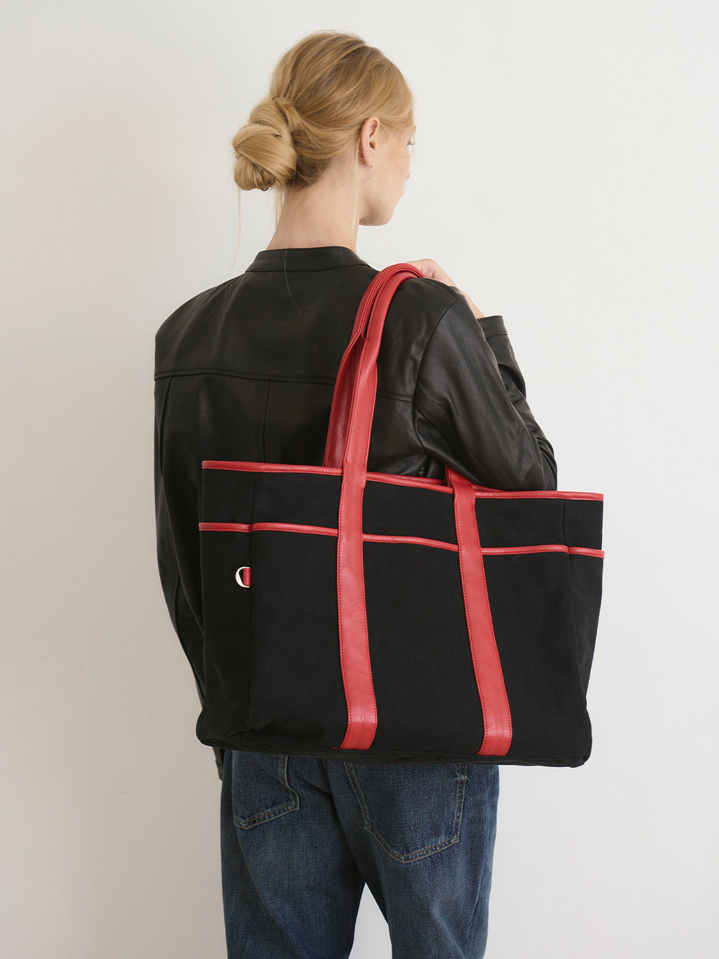 RV-003 City Reverse Tote_Canvas Black, Cream