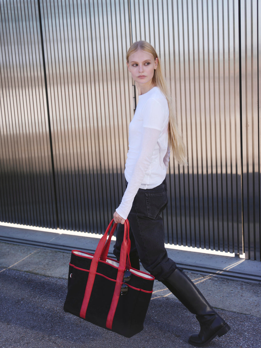 RV-003 City Reverse Tote_Canvas Black, Cream